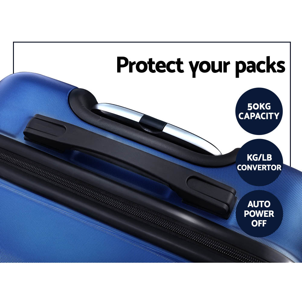 Set of 2 20-28" Luggage with TSA Lock Spinner Carry On Hard Shell Travel Suitcase Luggage Case - Blue