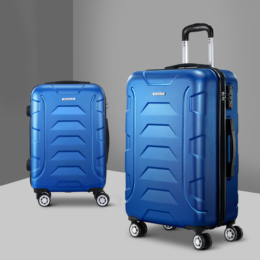 Set of 2 20-28" Luggage with TSA Lock Spinner Carry On Hard Shell Travel Suitcase Luggage Case - Blue