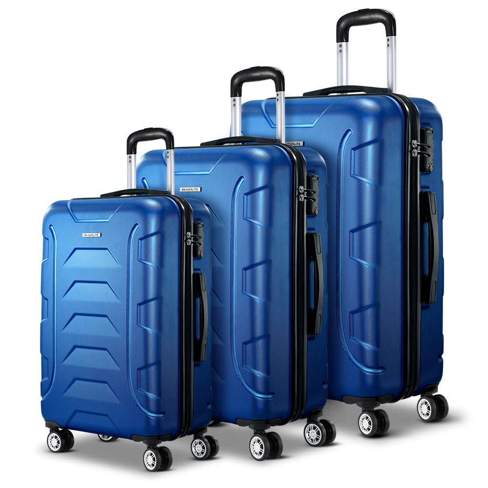 Set of 3 20-24-28" Luggage with TSA Lock Spinner Carry On Hard Shell Travel Suitcase Luggage Case - Blue