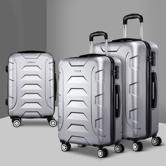 Set of 3 20-24-28" Luggage with TSA Lock Spinner Carry On Hard Shell Travel Suitcase Luggage Case - Silver