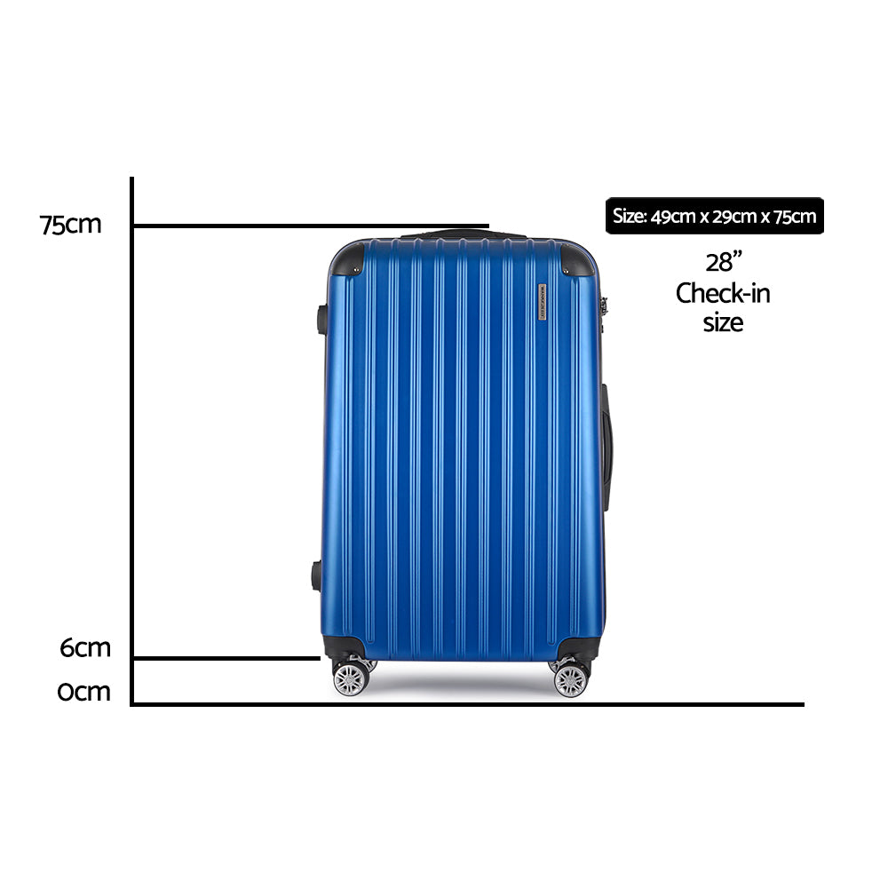 28" Luggage with TSA Lock Spinner Carry On Hard Shell Travel Suitcase Luggage Case - Blue