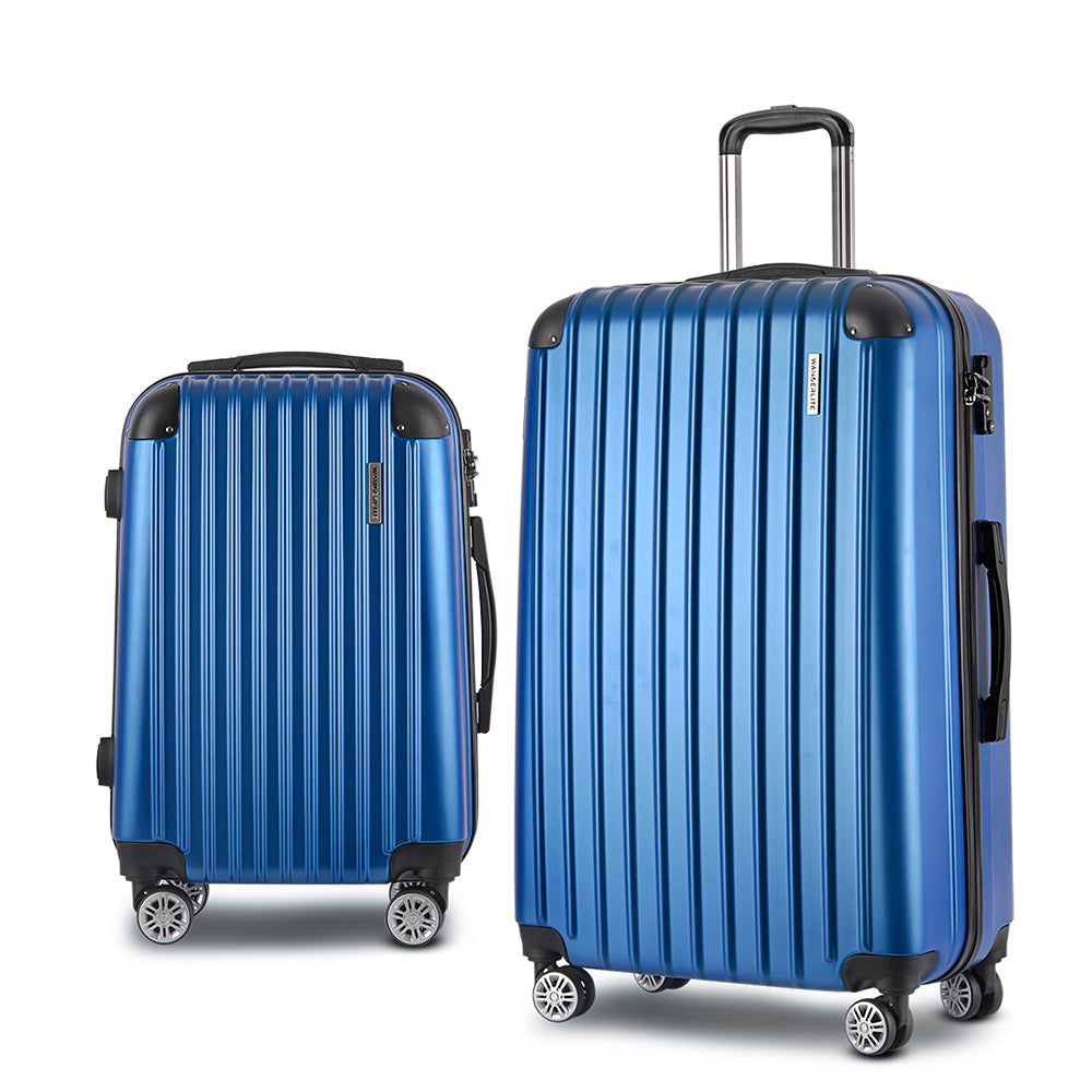 20-28" Luggage Set of 2 with TSA Lock Spinner Carry On Hard Shell Travel Suitcase Luggage Case - Blue