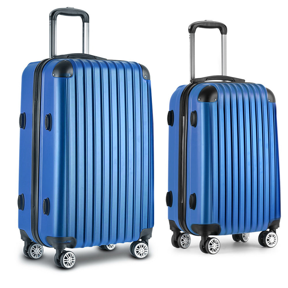 20-28" Luggage Set of 2 with TSA Lock Spinner Carry On Hard Shell Travel Suitcase Luggage Case - Blue