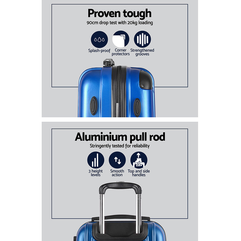20-28" Luggage Set of 2 with TSA Lock Spinner Carry On Hard Shell Travel Suitcase Luggage Case - Blue