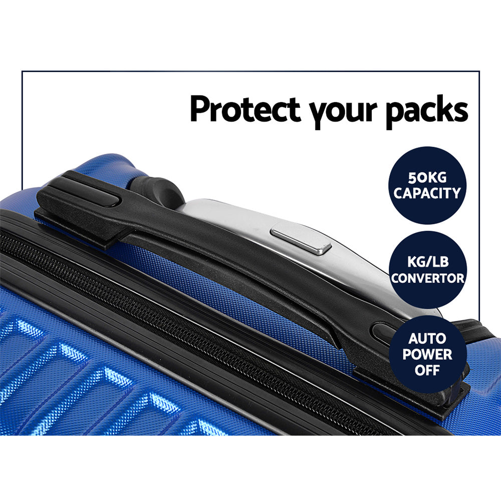 20-28" Luggage Set of 2 with TSA Lock Spinner Carry On Hard Shell Travel Suitcase Luggage Case - Blue