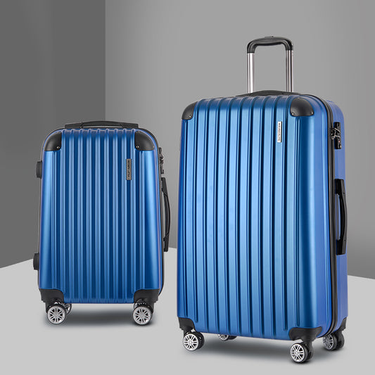 20-28" Luggage Set of 2 with TSA Lock Spinner Carry On Hard Shell Travel Suitcase Luggage Case - Blue