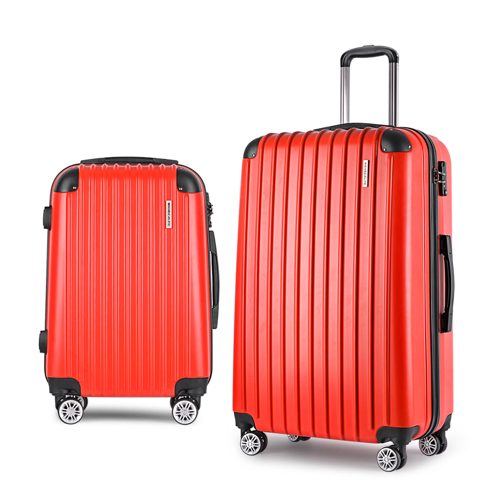 20-28" Luggage Set of 2 with TSA Lock Spinner Carry On Hard Shell Travel Suitcase Luggage Case - Red