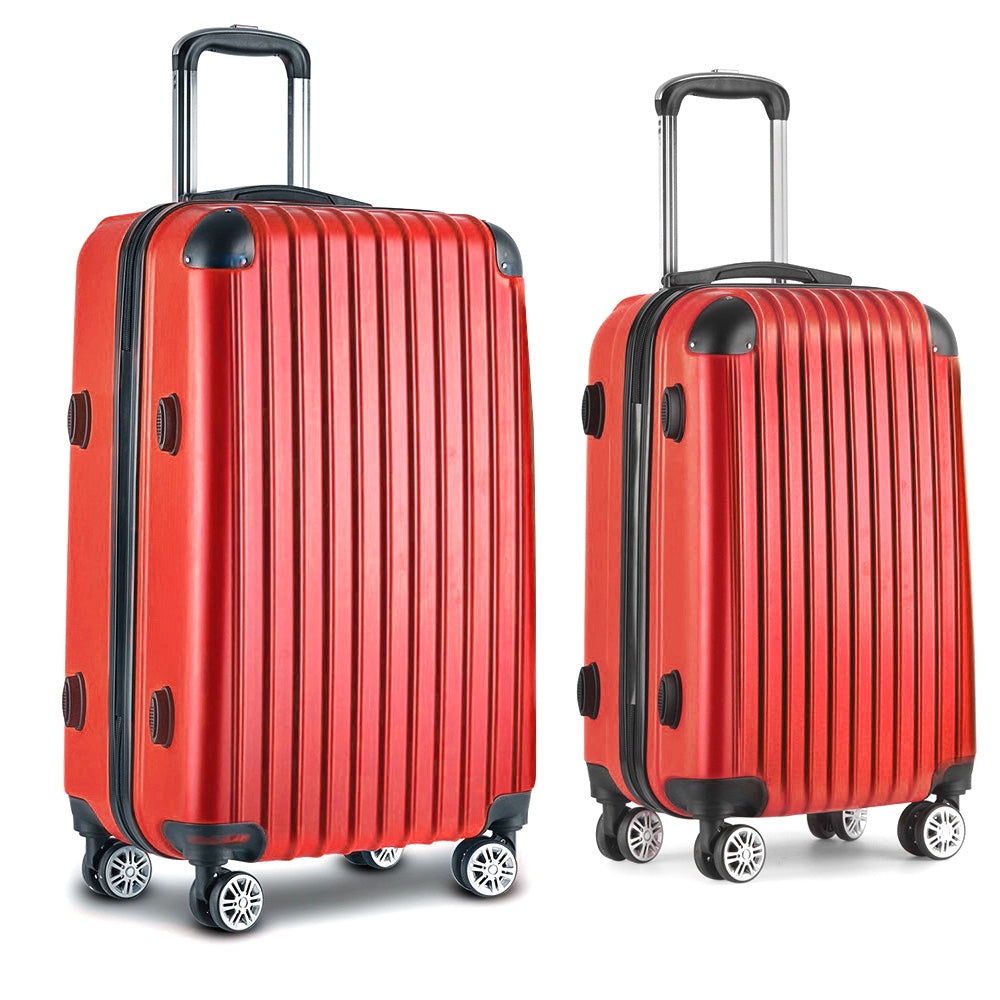 20-28" Luggage Set of 2 with TSA Lock Spinner Carry On Hard Shell Travel Suitcase Luggage Case - Red