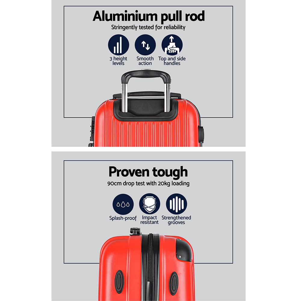 20-28" Luggage Set of 2 with TSA Lock Spinner Carry On Hard Shell Travel Suitcase Luggage Case - Red