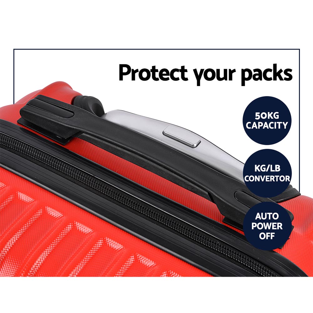 20-28" Luggage Set of 2 with TSA Lock Spinner Carry On Hard Shell Travel Suitcase Luggage Case - Red