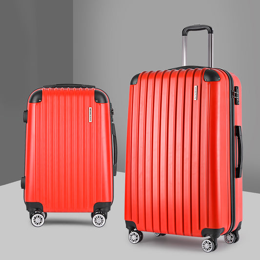 20-28" Luggage Set of 2 with TSA Lock Spinner Carry On Hard Shell Travel Suitcase Luggage Case - Red
