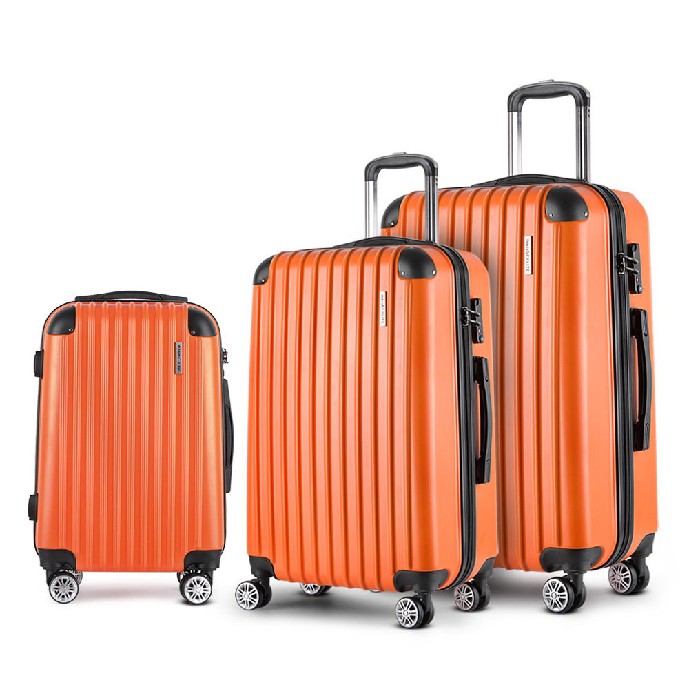20-24-28" Luggage Set of 3 with TSA Lock Spinner Carry On Hard Shell Travel Suitcase Luggage Case - Orange
