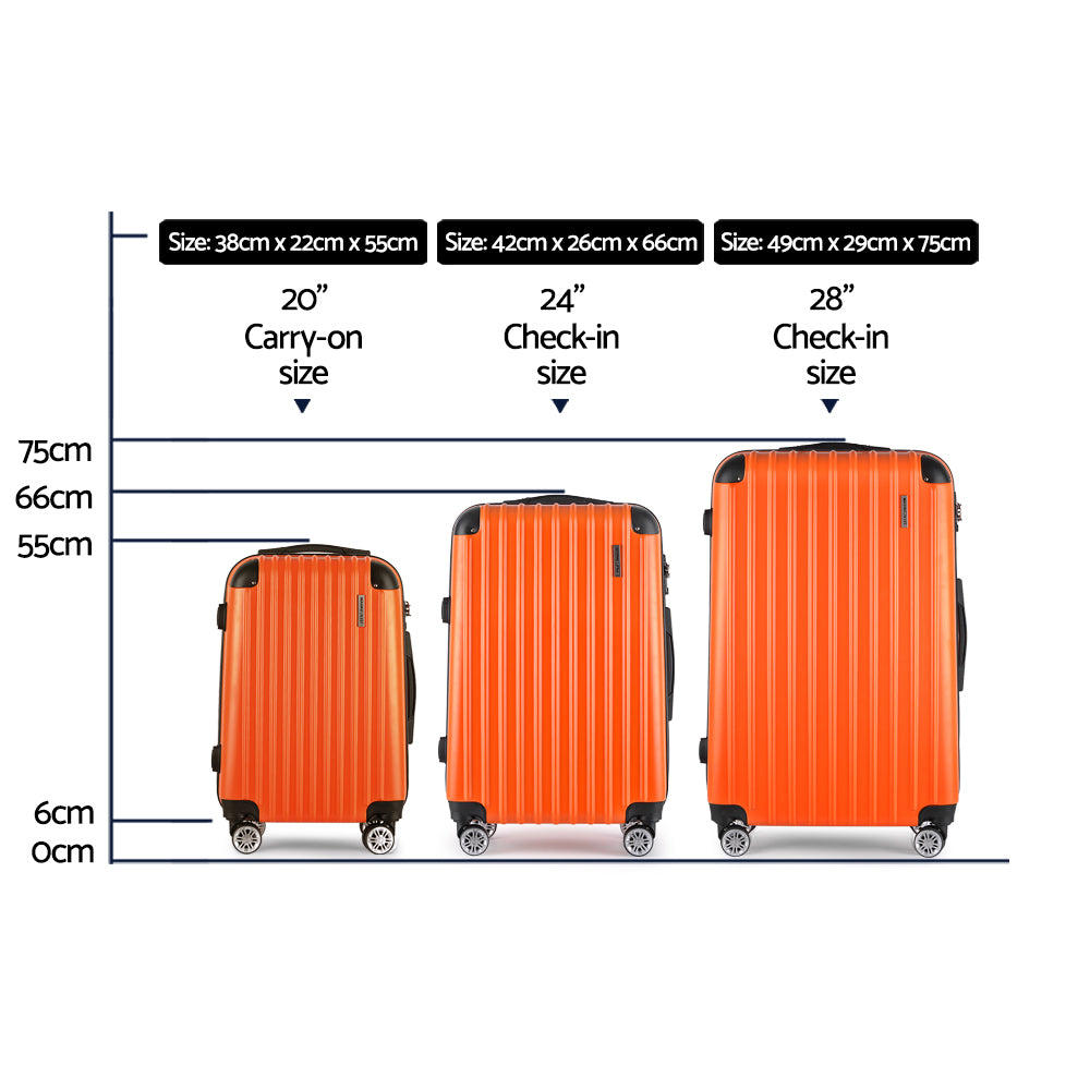 20-24-28" Luggage Set of 3 with TSA Lock Spinner Carry On Hard Shell Travel Suitcase Luggage Case - Orange