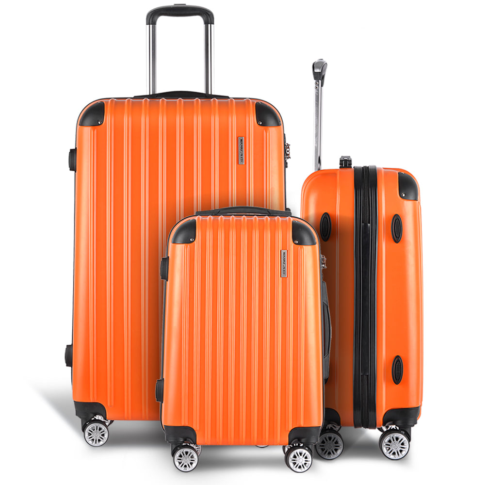 20-24-28" Luggage Set of 3 with TSA Lock Spinner Carry On Hard Shell Travel Suitcase Luggage Case - Orange