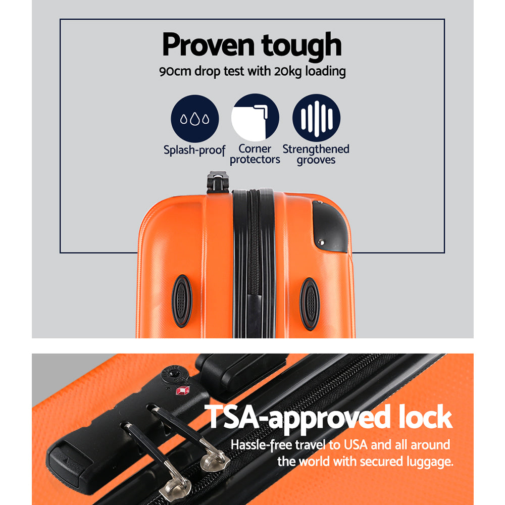 20-24-28" Luggage Set of 3 with TSA Lock Spinner Carry On Hard Shell Travel Suitcase Luggage Case - Orange