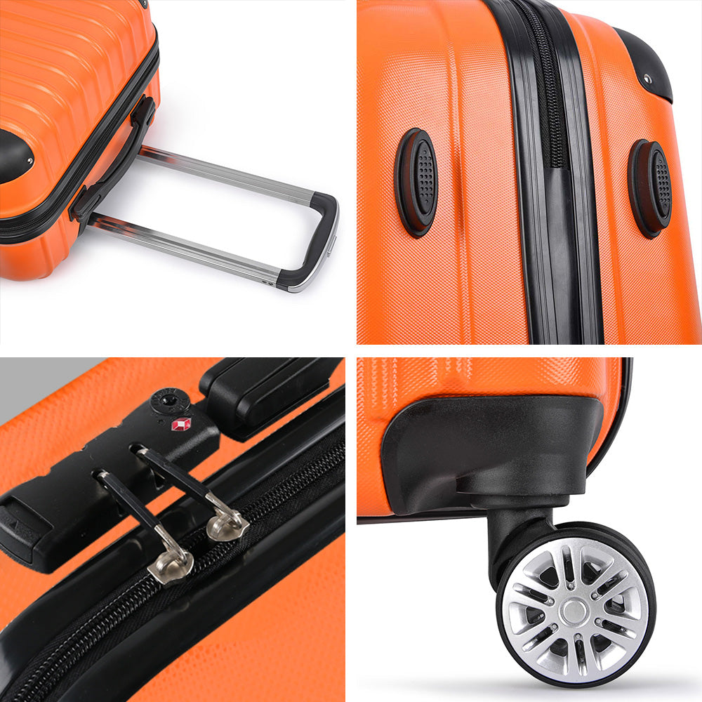 20-24-28" Luggage Set of 3 with TSA Lock Spinner Carry On Hard Shell Travel Suitcase Luggage Case - Orange