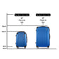 Set of 2 Luggage 20-28" with Zipper Lock Carry On Hard Shell Travel Suitcase Luggage Case - Blue