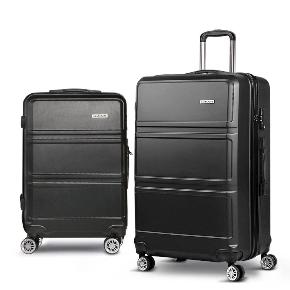 Set of 2 20-28" Luggage with TSA Lock Spinner Travel Suitcase Carry On Hard Shell Luggage Case - Black