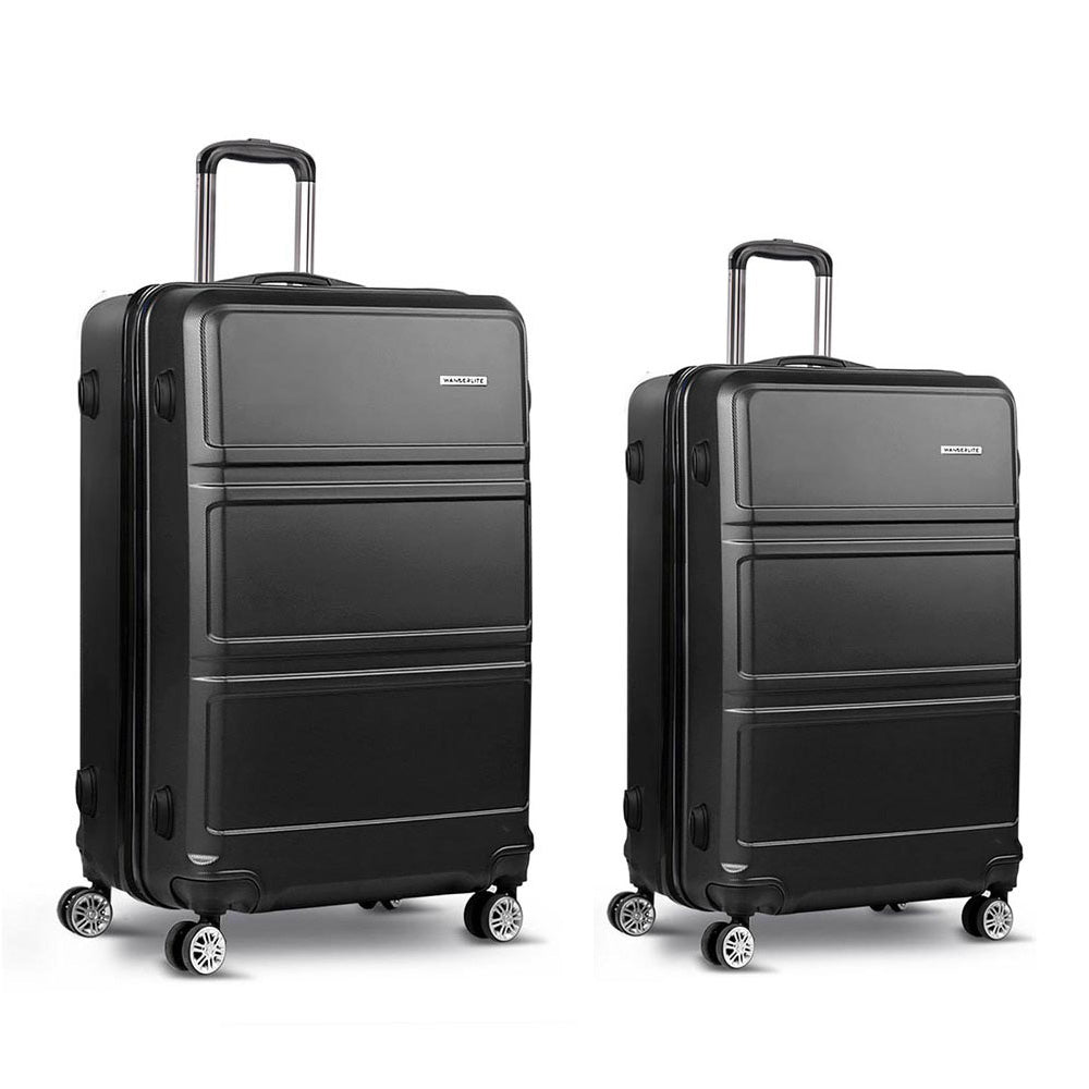 Set of 2 20-28" Luggage with TSA Lock Spinner Travel Suitcase Carry On Hard Shell Luggage Case - Black