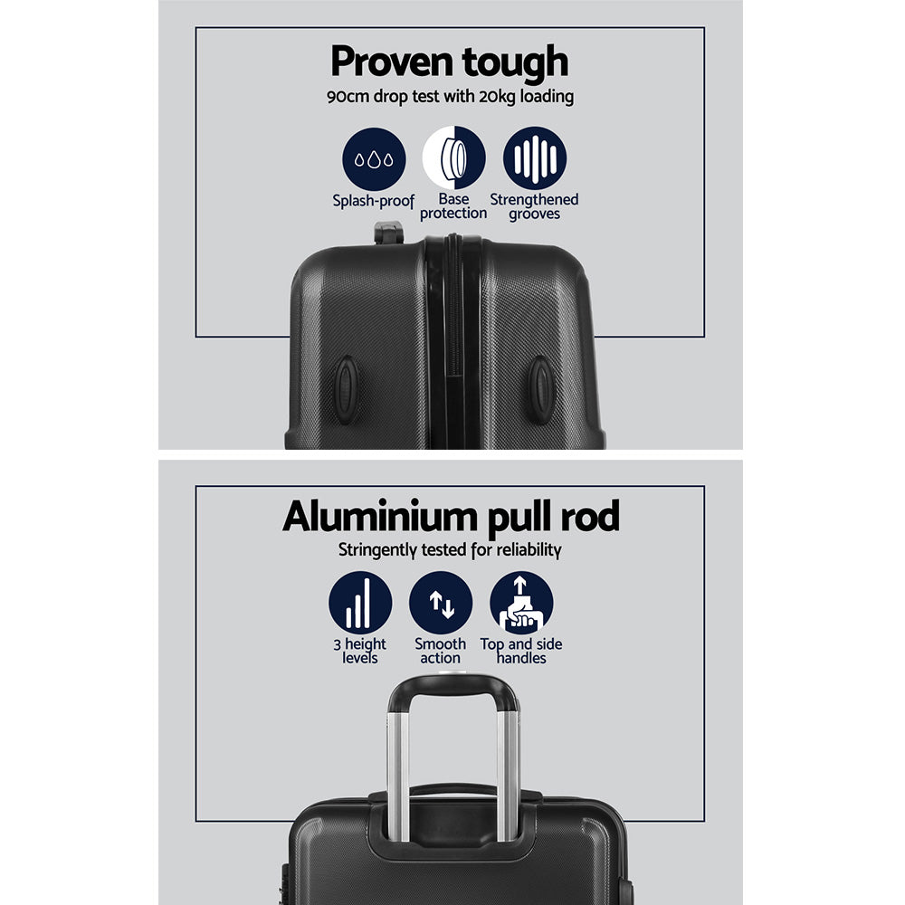 Set of 2 20-28" Luggage with TSA Lock Spinner Travel Suitcase Carry On Hard Shell Luggage Case - Black