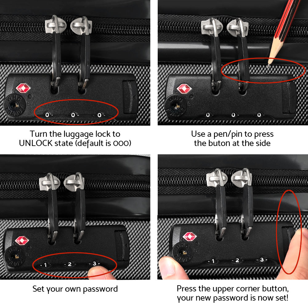 Set of 2 20-28" Luggage with TSA Lock Spinner Travel Suitcase Carry On Hard Shell Luggage Case - Black