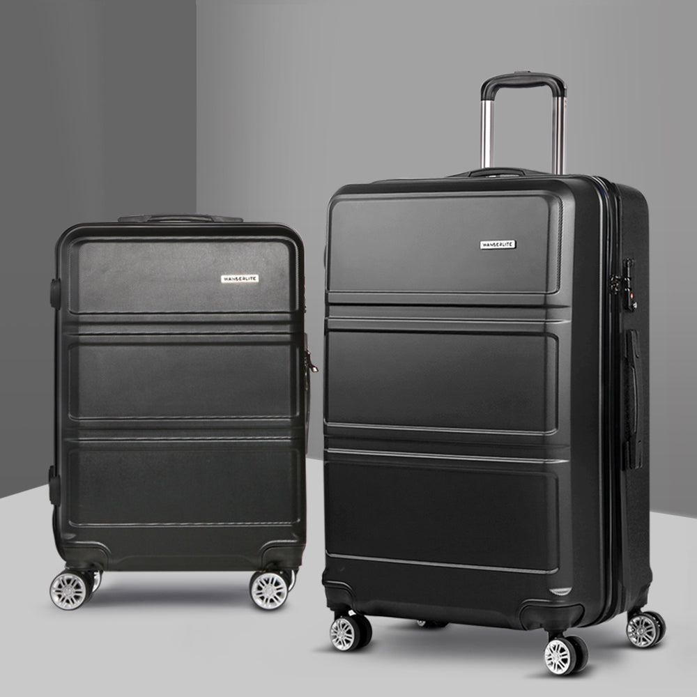 Set of 2 20-28" Luggage with TSA Lock Spinner Travel Suitcase Carry On Hard Shell Luggage Case - Black