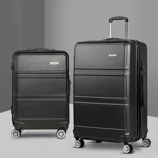 Set of 2 20-28" Luggage with TSA Lock Spinner Travel Suitcase Carry On Hard Shell Luggage Case - Black