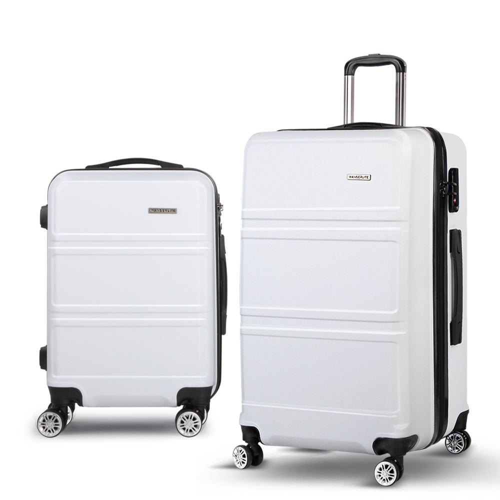 20" 28" Luggage with TSA Lock Spinner Travel Suitcase Carry On Hard Shell Luggage Case - White