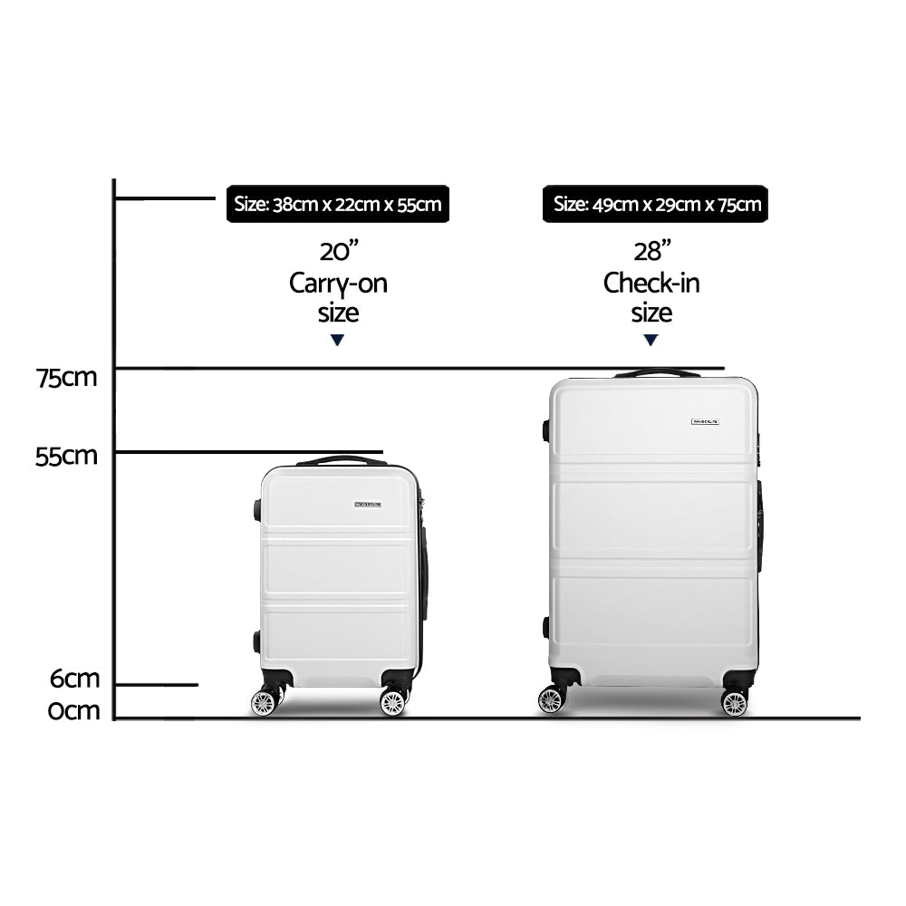 20" 28" Luggage with TSA Lock Spinner Travel Suitcase Carry On Hard Shell Luggage Case - White