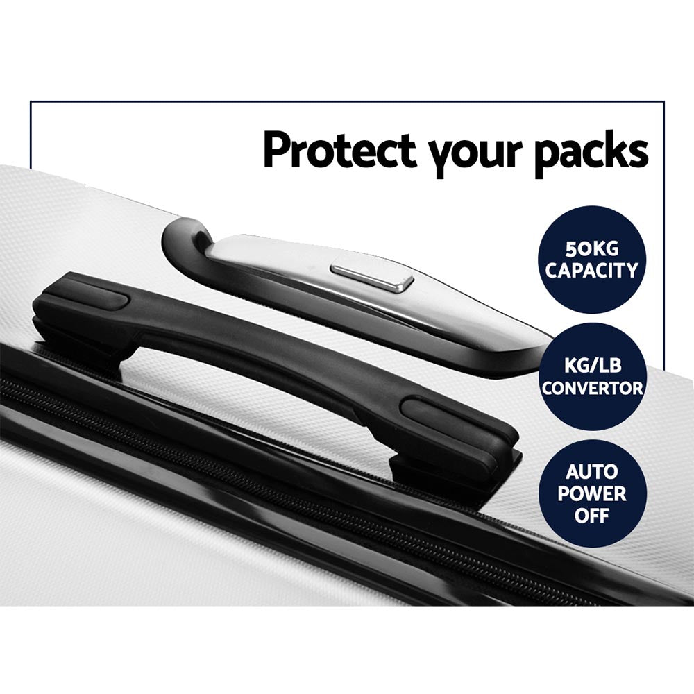 20" 28" Luggage with TSA Lock Spinner Travel Suitcase Carry On Hard Shell Luggage Case - White