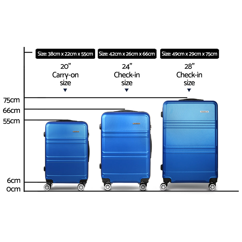 20" 24" 28" Luggage with TSA Lock Spinner Travel Suitcase Carry On Hard Shell Luggage Case - Blue