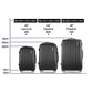 Set of 3 Luggage 20-24-28" with TSA Lock Spinner Hard Shell Travel Suitcase Luggage Organiser Case - Black