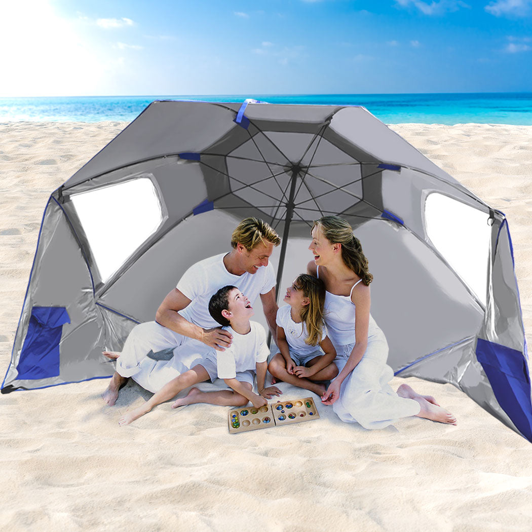 Mountview Beach Umbrella Outdoor Umbrellas Blue 2.33M