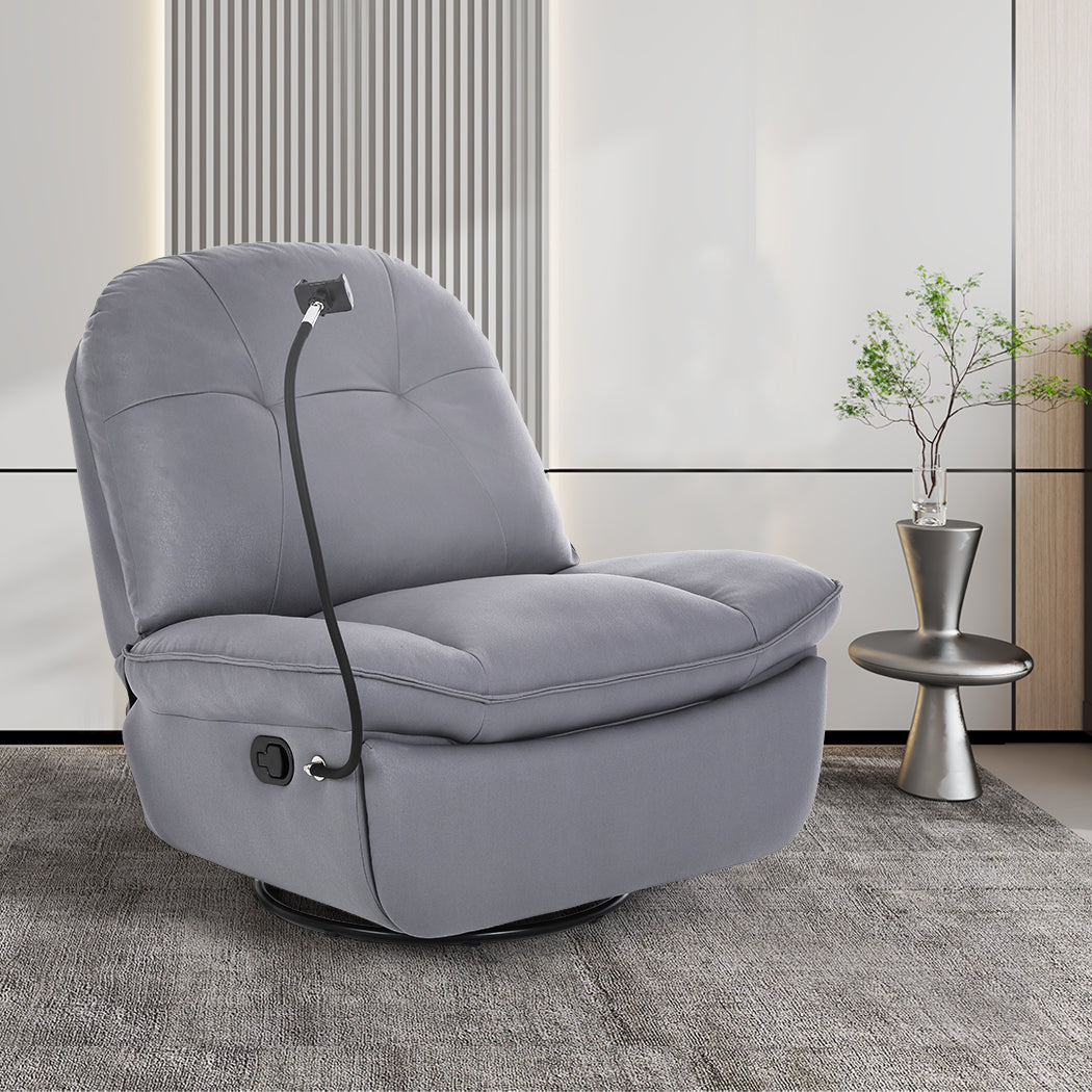 Clio Recliner Chair Lounge 360 Swivel - Grey
