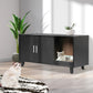 Enclosed Hooded Cat Litter Box Furniture Scratch Board Side Table- Black