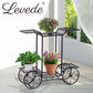 Set of 2 Plant Stand Outdoor Indoor Pot Garden Decor Flower Rack Wrought Iron 4Wheeler