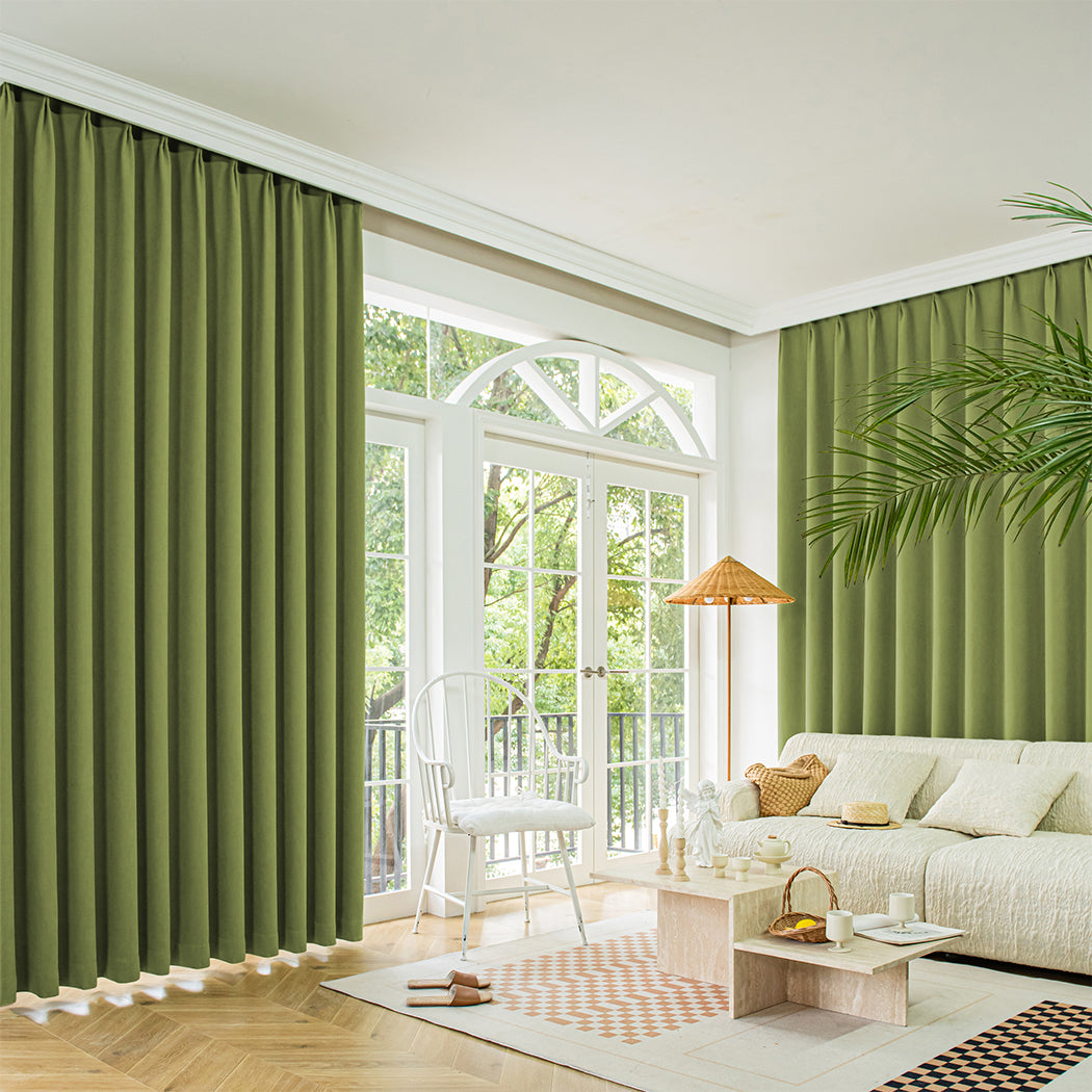 Set of 2 180x250 Blockout Curtains Chenille - Green