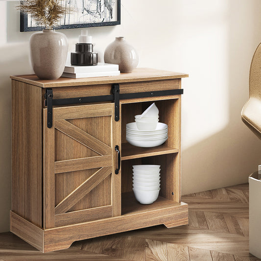 Finch Wooden Buffet Sideboard Cabinet Single Sliding Doors Kitchen Storage Cupboard - Oak