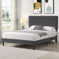 Velsen Bed Frame Base Platform Wooden Velvet with Headboard Grey - Queen