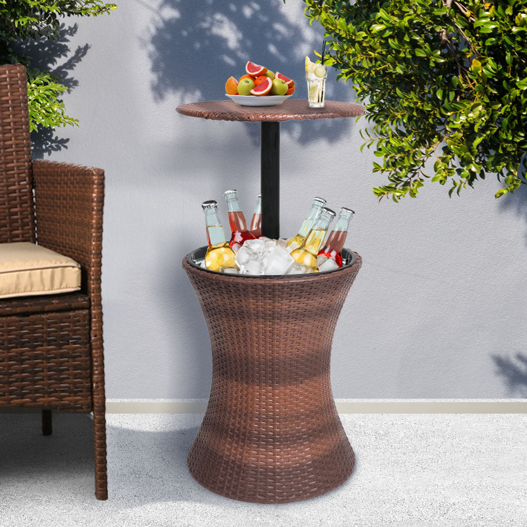 Ice Bucket Table Patio Cooler Ice Bucket Table with Integrated Storage Box | Factory Buys