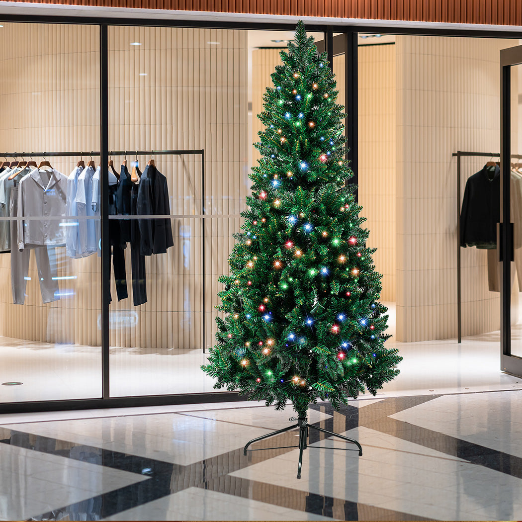 8ft 2.4m 500 LED Pre lit Slim Pencil Christmas Tree