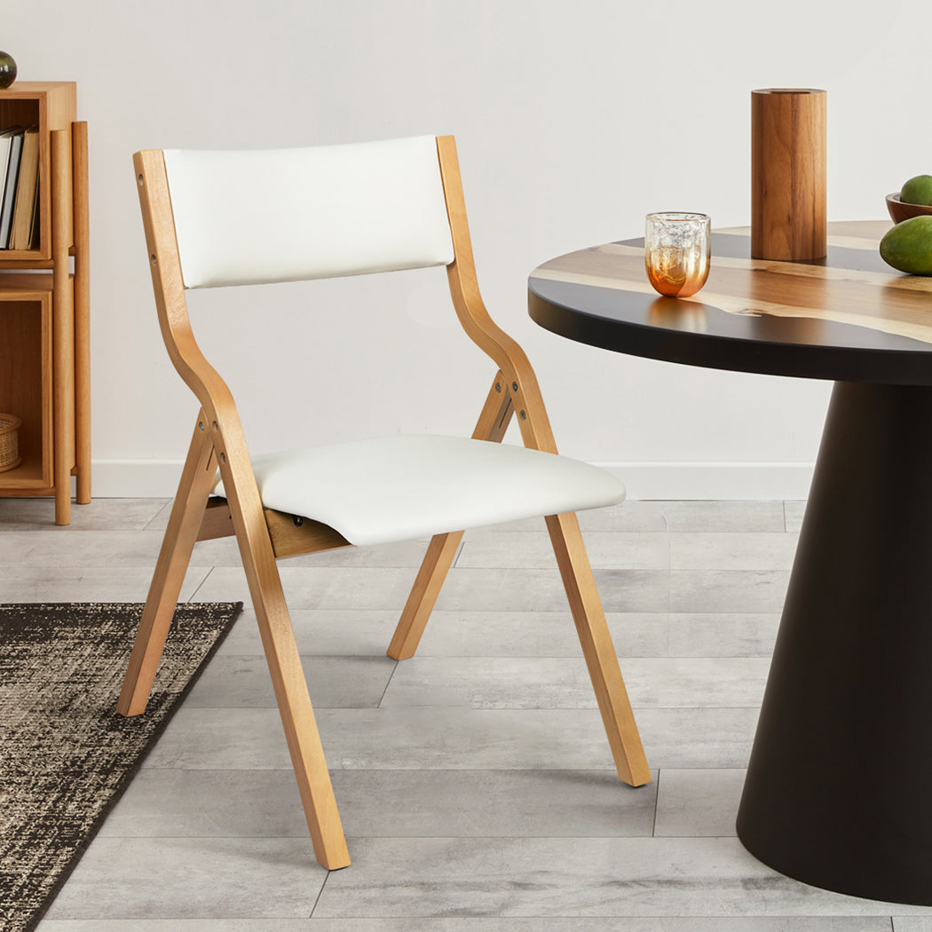 Romilly Set of 2 Dining Chairs Foldable PU - Beige