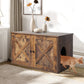 Enclosed Hooded Cat Litter Box Furniture Kitty Toilet Tray Pet House Table - Brown