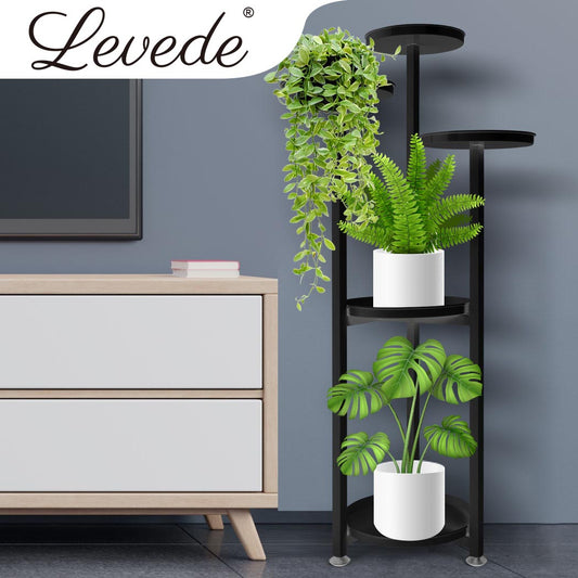 Plant Stand Outdoor Indoor Flower Pots Rack Garden Shelf Black 120CM