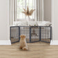 Wooden Pet Gate Dog Fence Retractable Barrier Portable Door 4 Panel Grey