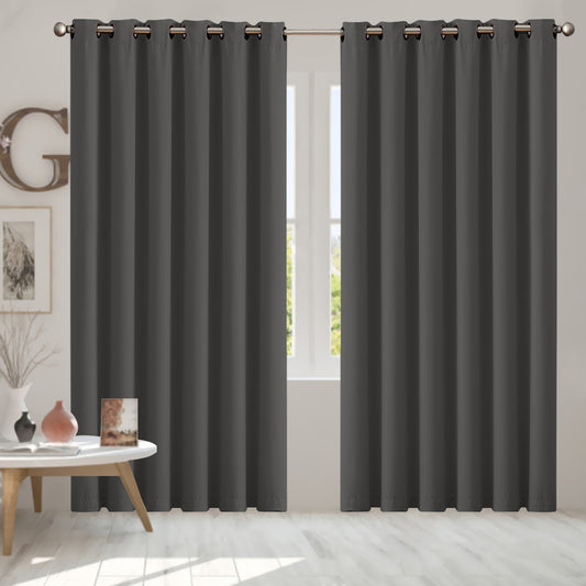 Set of 2 240x230cm Blockout Curtains Panels 3 Layers - Charcoal