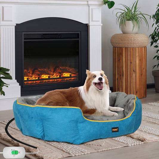 Hygen Dog Beds Electric Pet Heater Heated Mat Cat Heat Blanket Removable Cover - Blue XLARGE