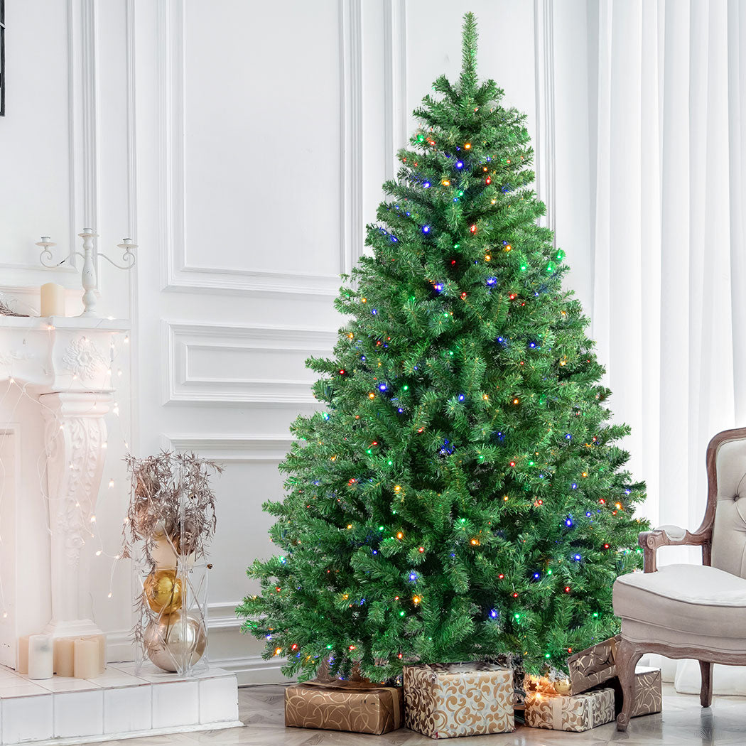 5ft 1.5m 500 Tips Pre Lit Artificial Christmas Tree 8Mode Led Lights Xmas Bushy Decor
