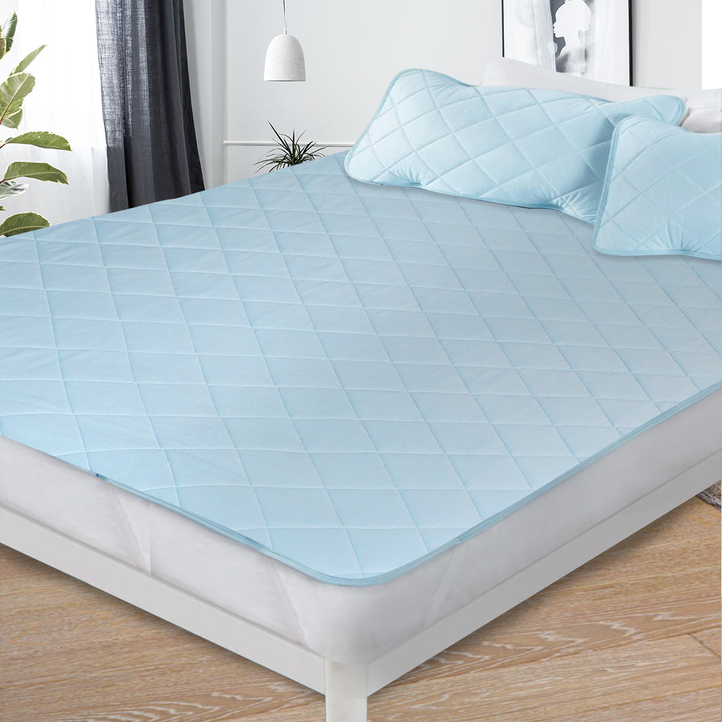 DOUBLE Mattress Protector Cool Topper - Blue