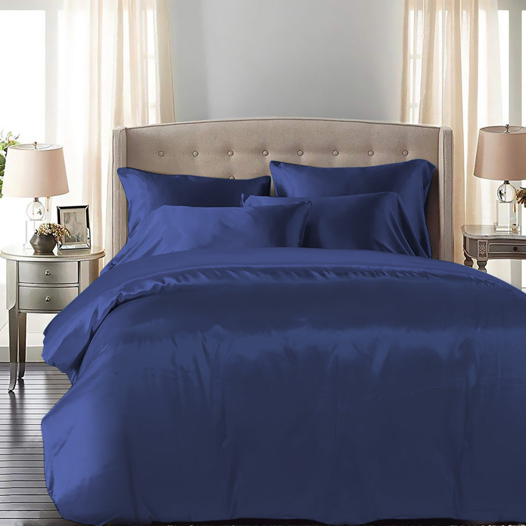 QUEEN 3-Piece Quilt Cover Set Bedspread Pillowcases - Blue